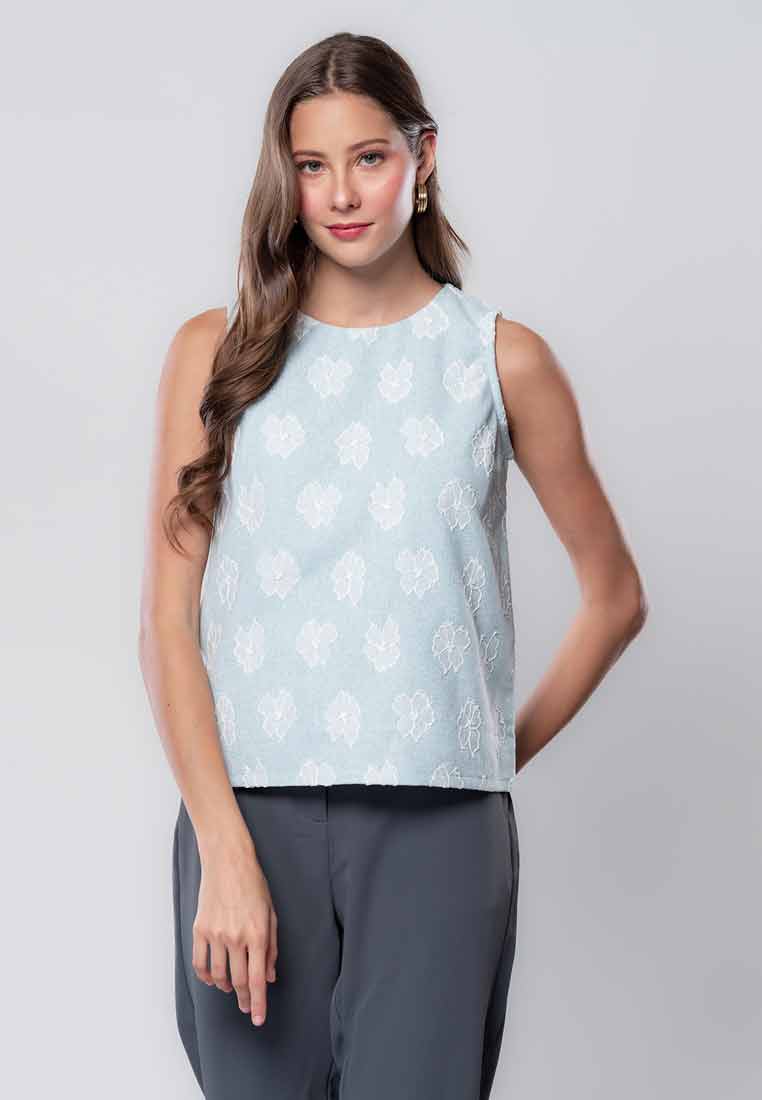 Elysia Rue Floral Embroidered Sleeveless Top