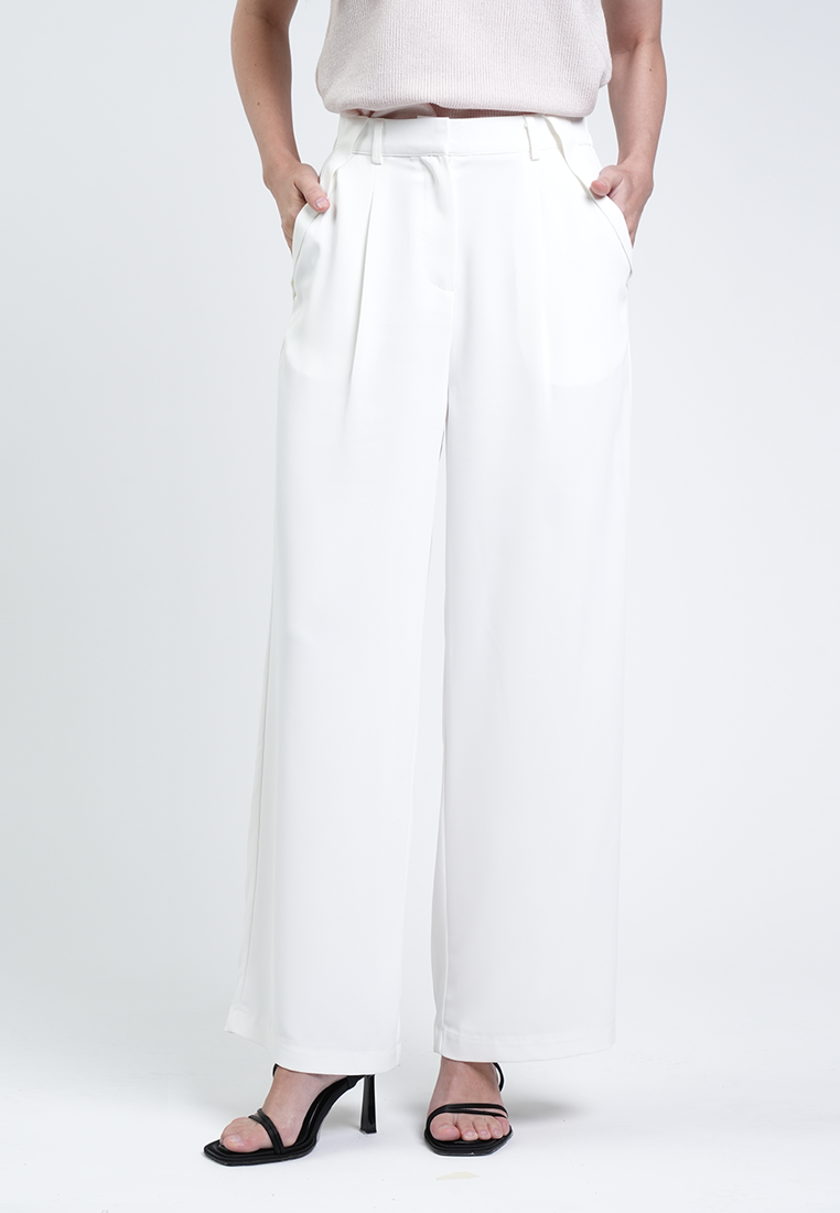 Marcelle Wide-Leg Pleated Pants