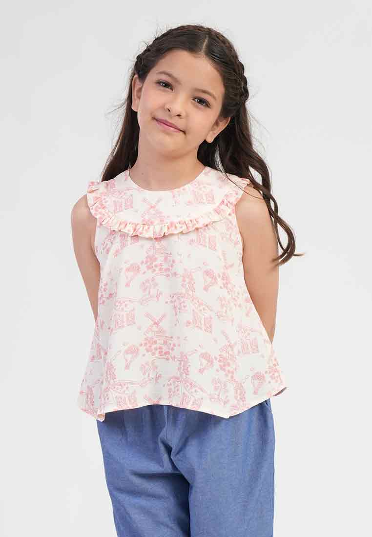 Treehouse Maya Windmill & Balloon Print Girl's Top