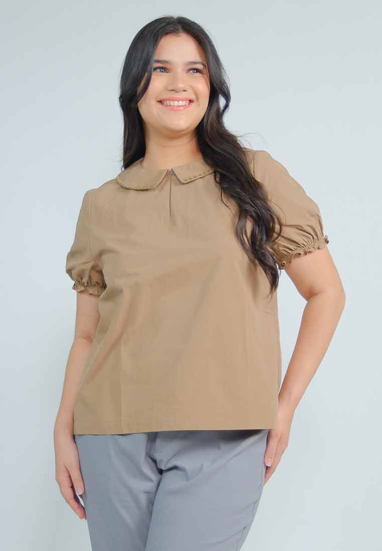 Milly Plus Size Raelyn Top with Embroidered Collar
