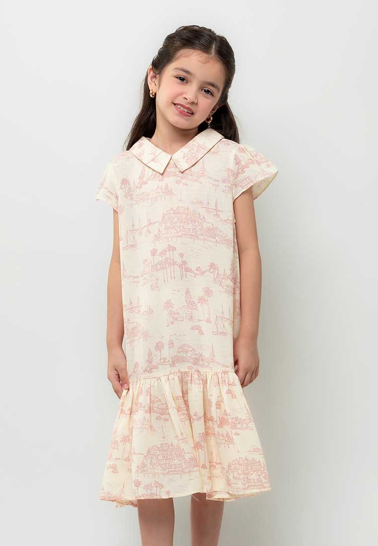 Treehouse Abbie Collared Dress in Toile Print