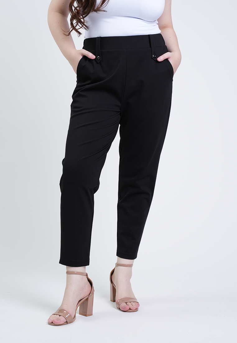 Milly Plus Size Sarah Black Tapered Pants