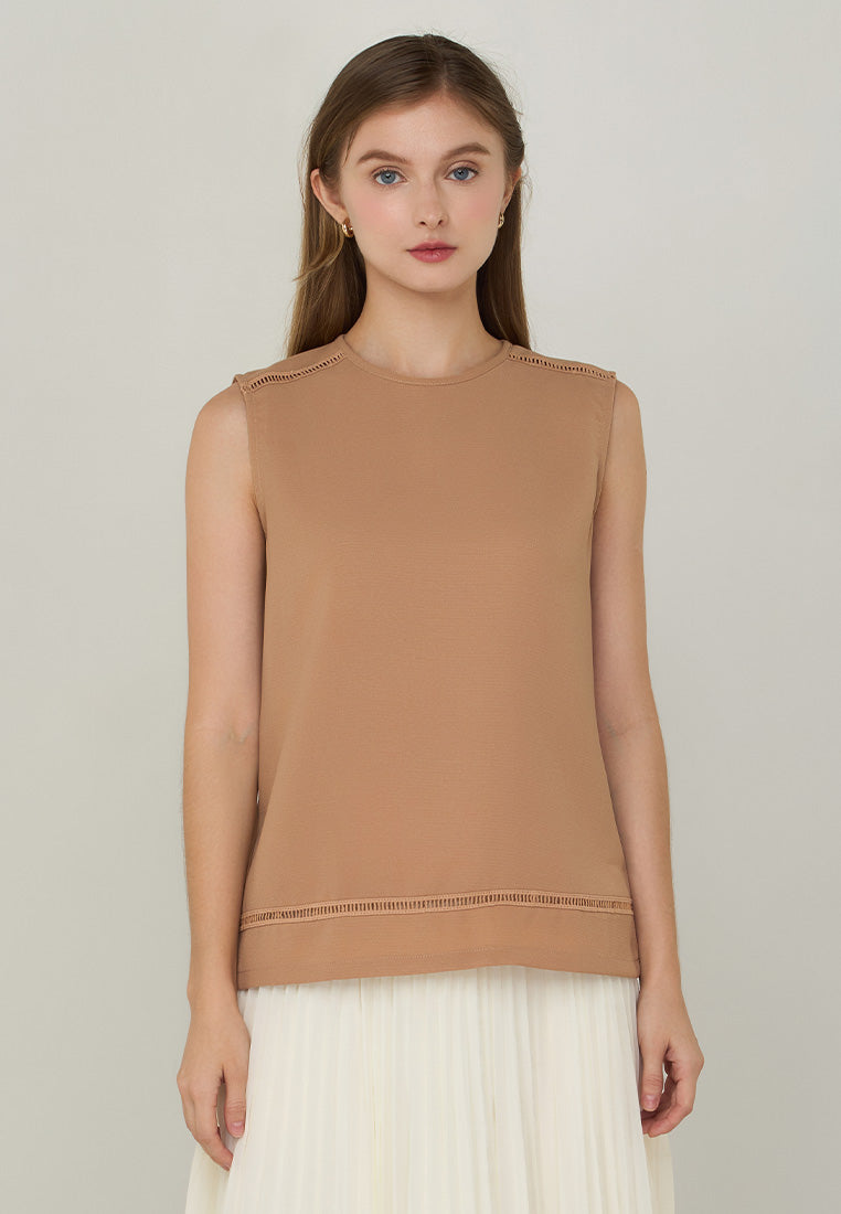 Ruella Sleeveless Top with Lace Trimming