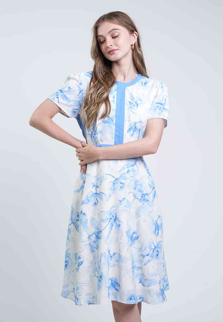 Maria Contrast Panel A-Line Dress