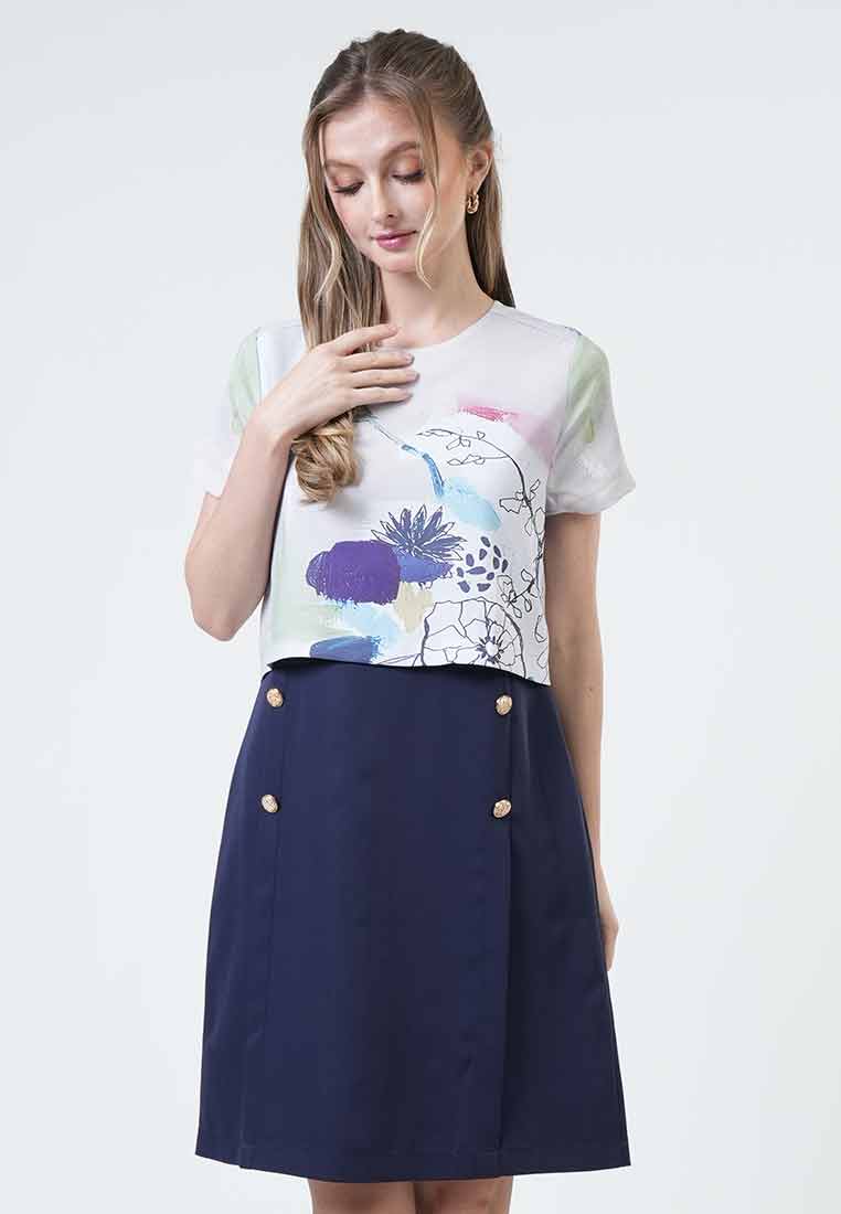 Amanda Botanical Overlay Dress