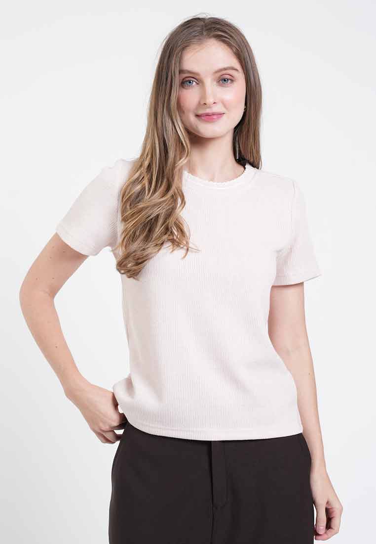 Natalie Scallop Trim Plain Knit Top