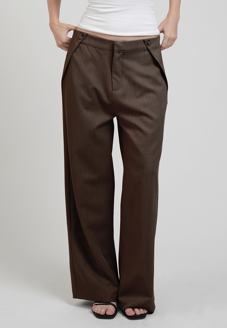 Charlie Button-Accent Straight Pants