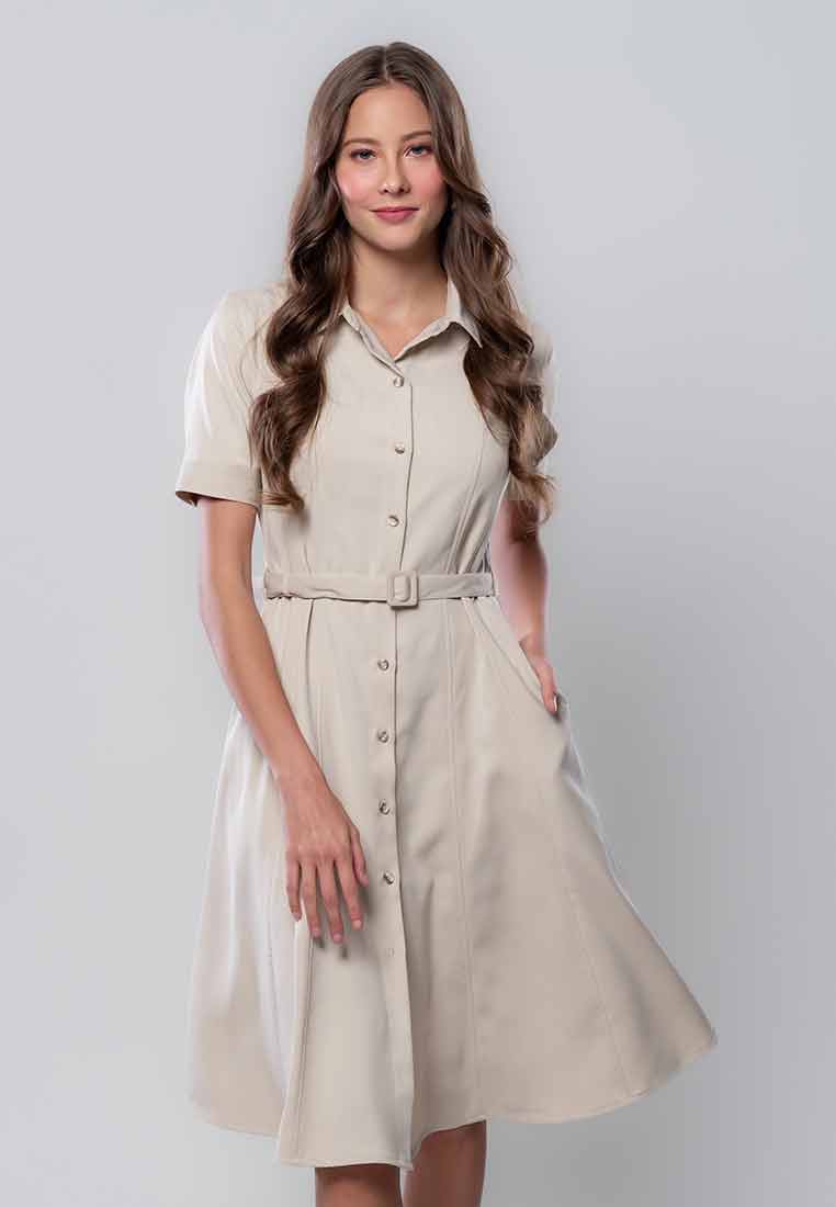 Seraphina Collared Button-down Dress with Adjustable Belt