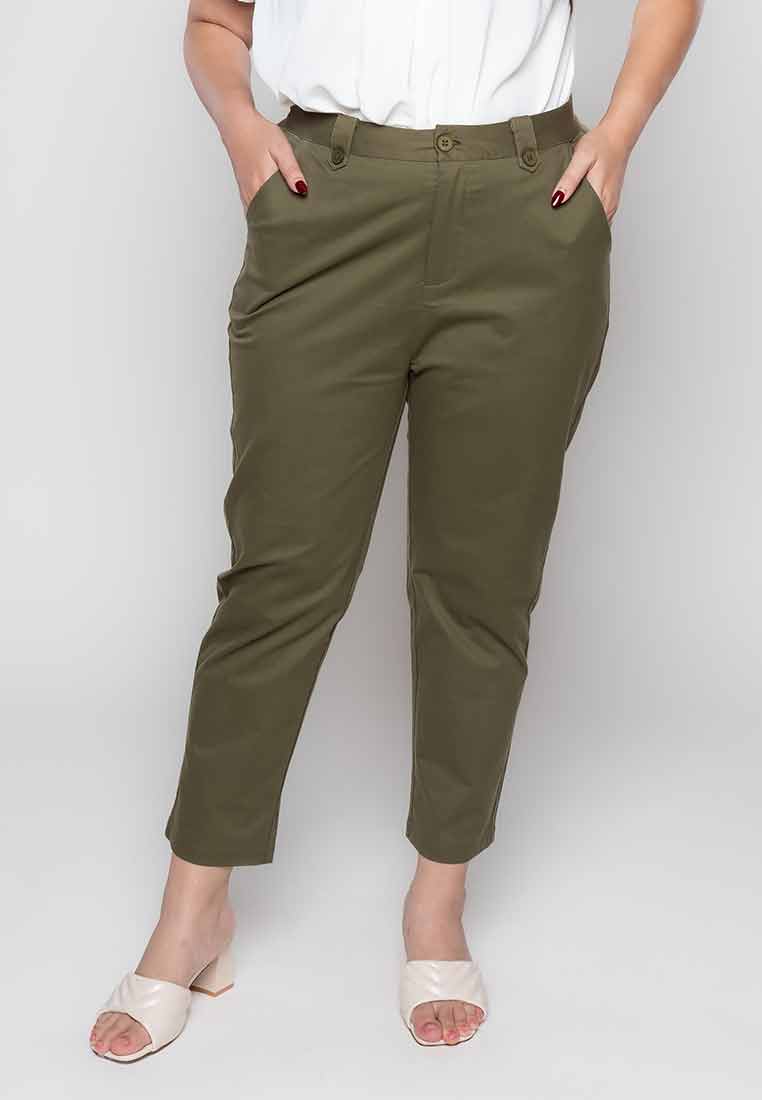 Milly Plus Size Melyna Slim Casual Pants with Belt Loop Detail