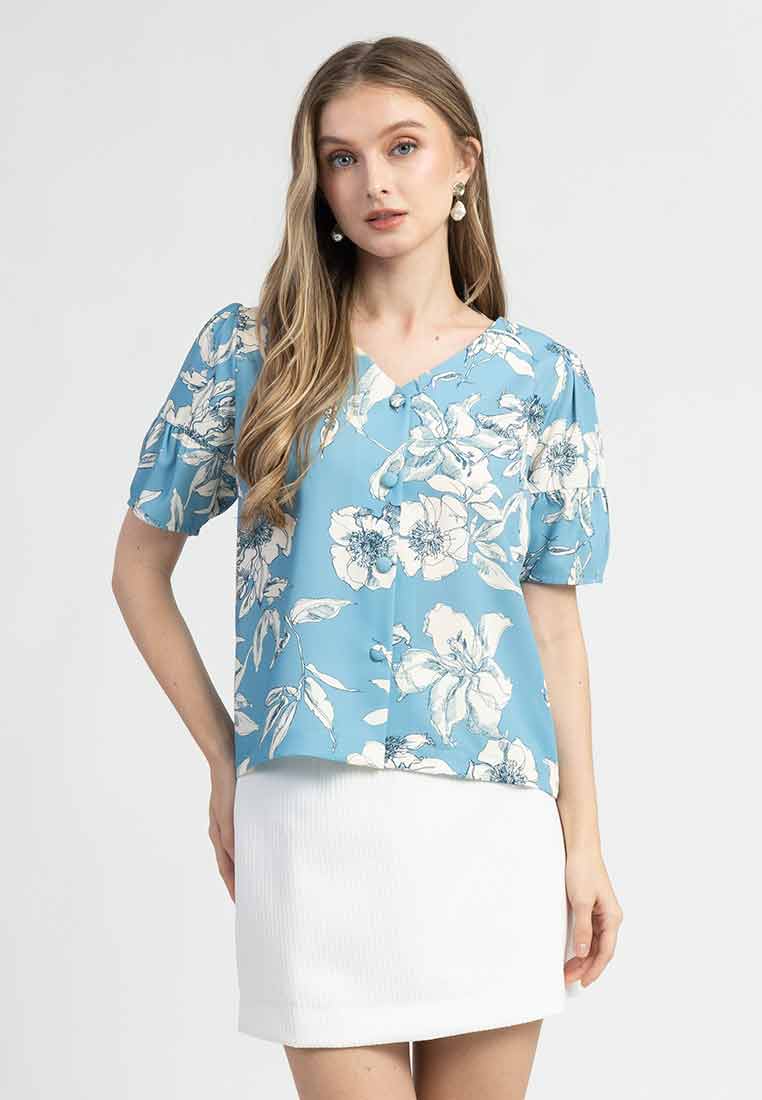 Nadine Floral Button-Up Blouse