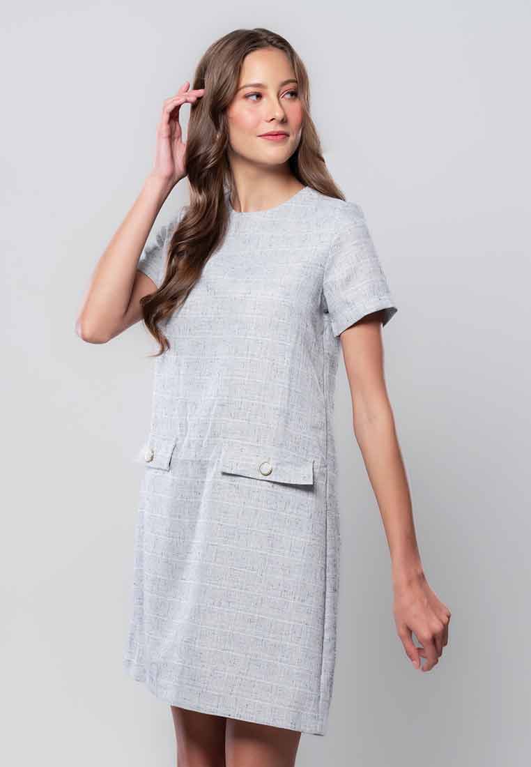 Bellamy Tweed Shift Dress with Front Pockets