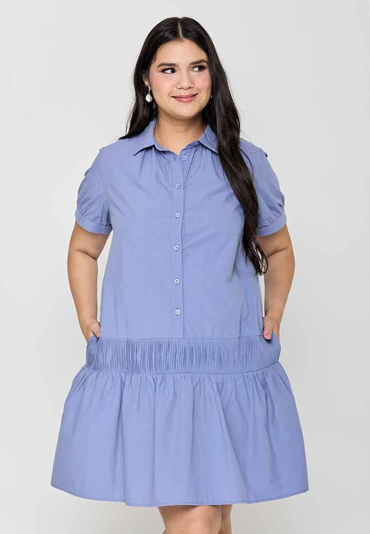 Milly Plus Size Marigold Shift Dress with Shirred Bottom Hem
