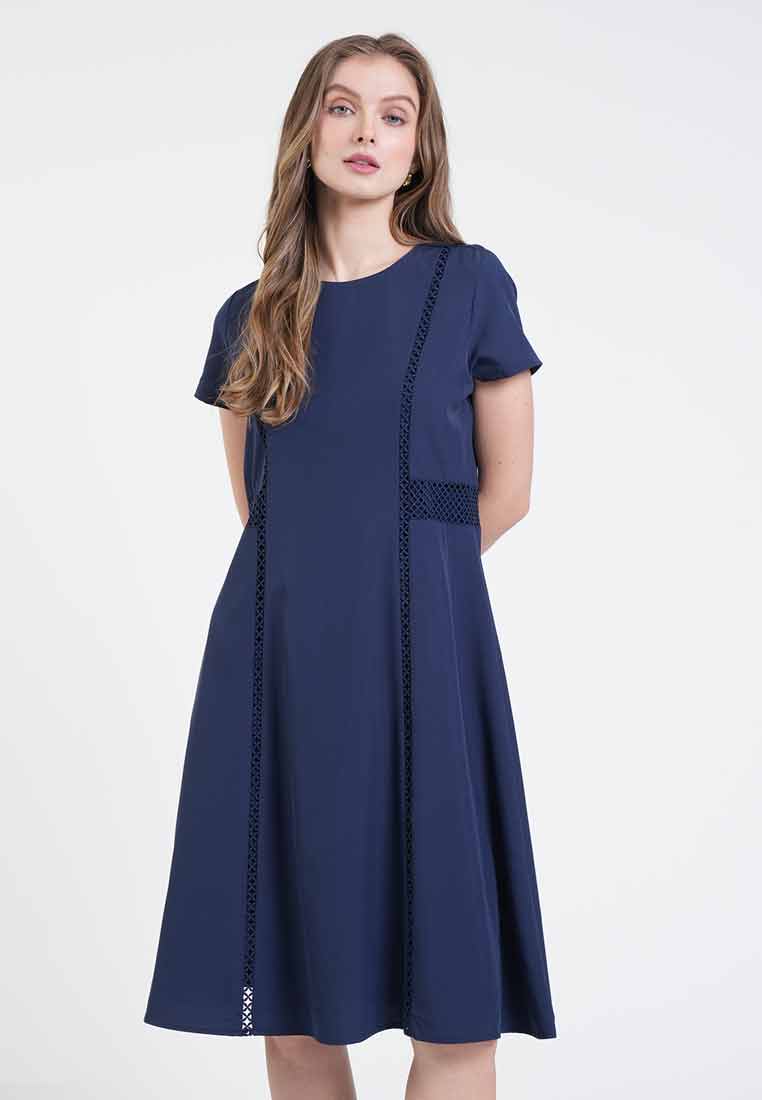 Vanessa Lace-Trim A-Line Dress