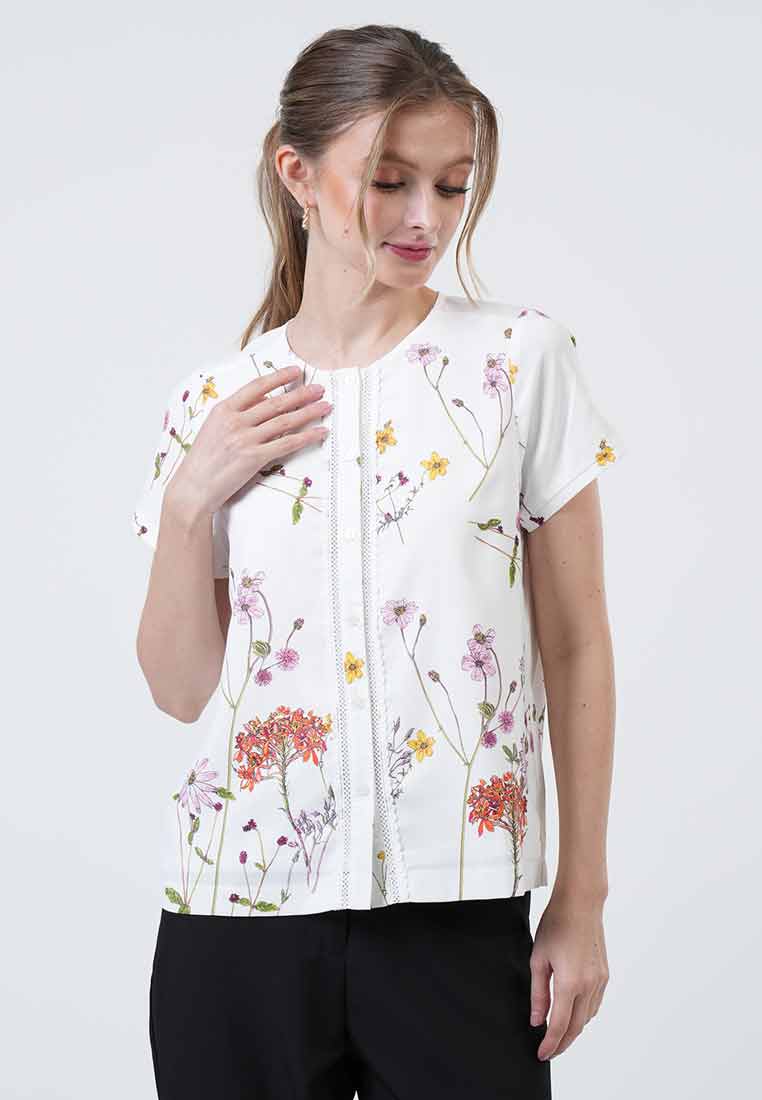 Celeste Botanical Button-Down Top