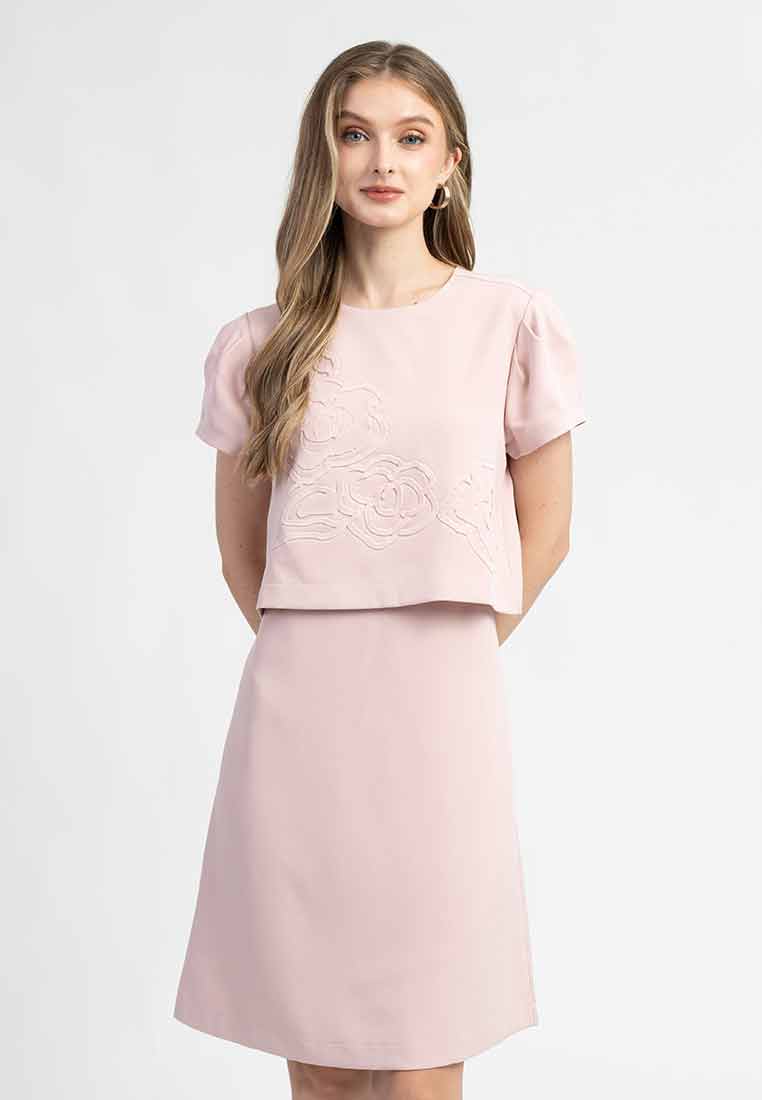 Daliah Floral Embroidered Layered Dress
