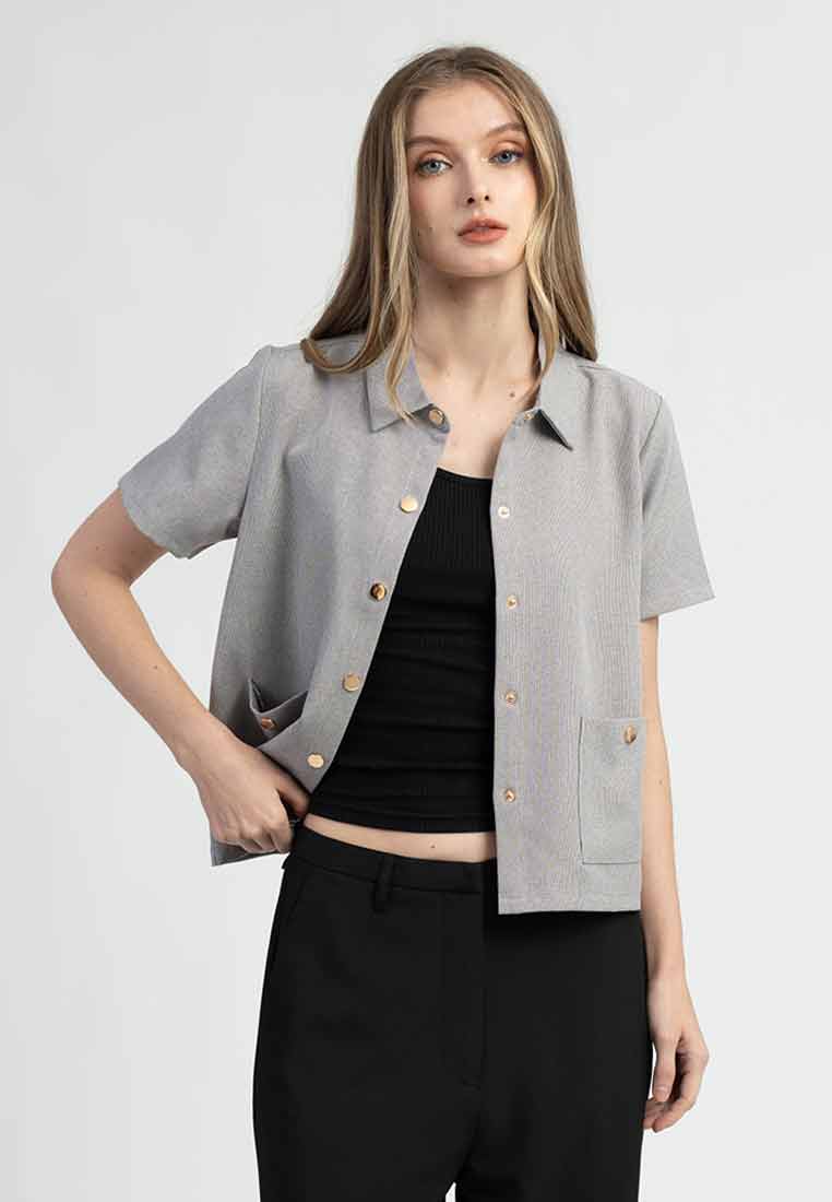Carys Collared Short Sleeve Button-Down Top