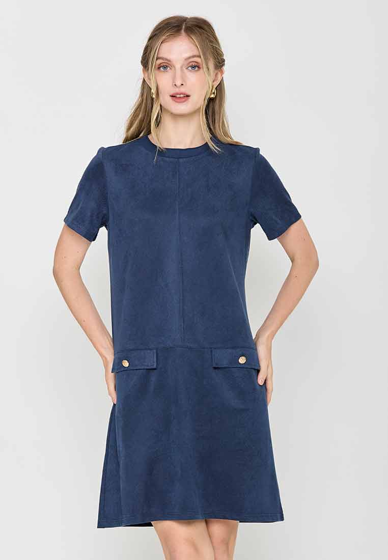 Ramona Shift Dress with Neckline Ribbing