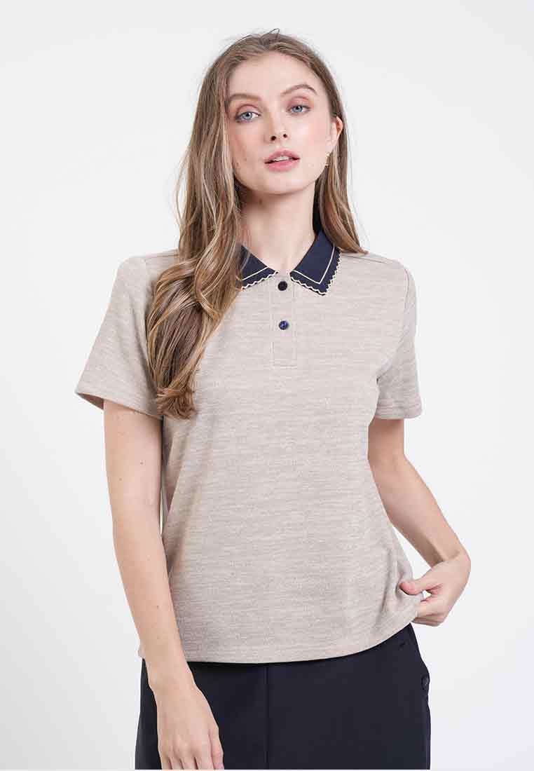 Eva Collared Short Sleeve Knit Top