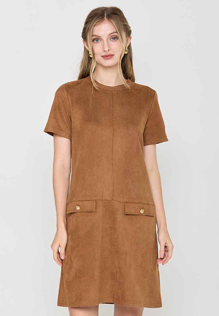 Ramona Shift Dress with Neckline Ribbing