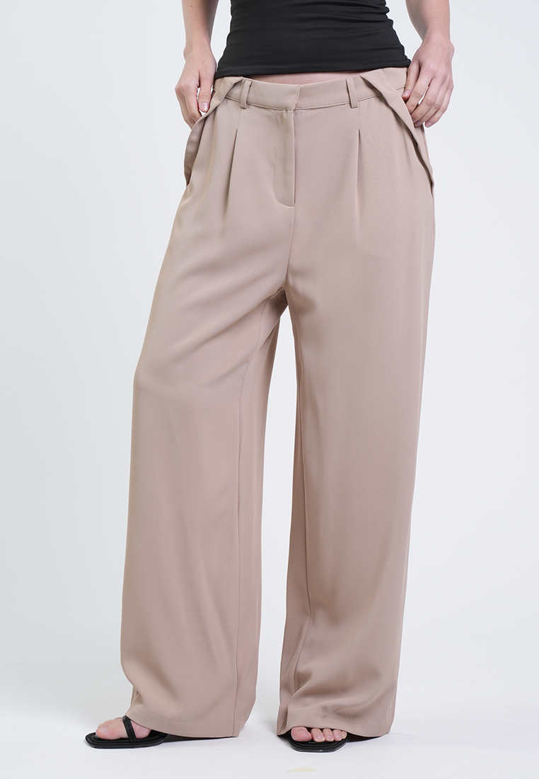 Marcelle Wide-Leg Pleated Pants