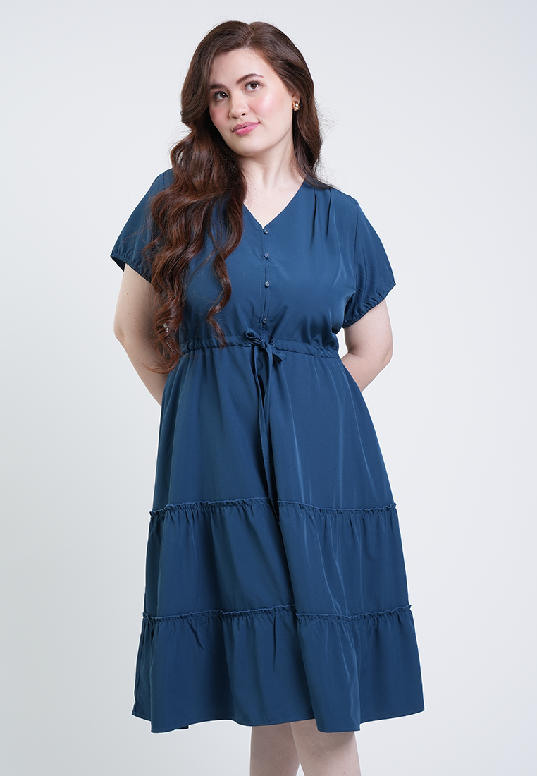 Milly Plus Size Thea Tiered Midi A-line Dress