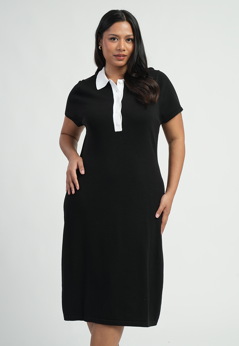 Milly by Paperdolls Janelle Polo Neck Contrast Collar Midi Dress