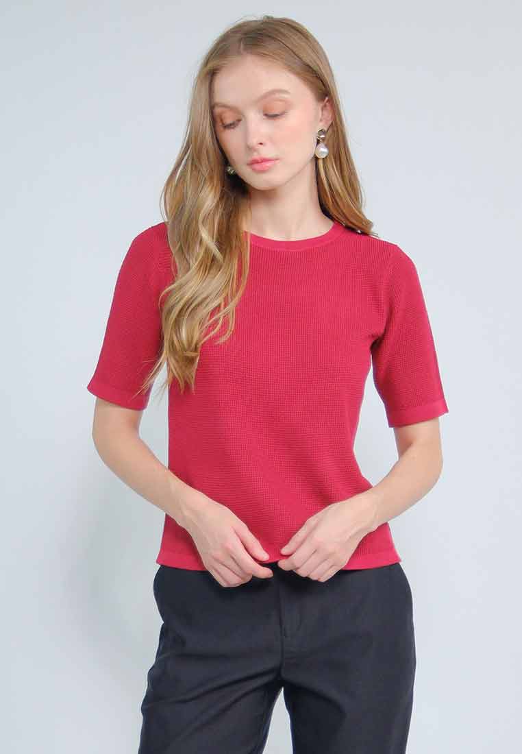 Isolyn Knitted Top with Tone on Tone Ribbing