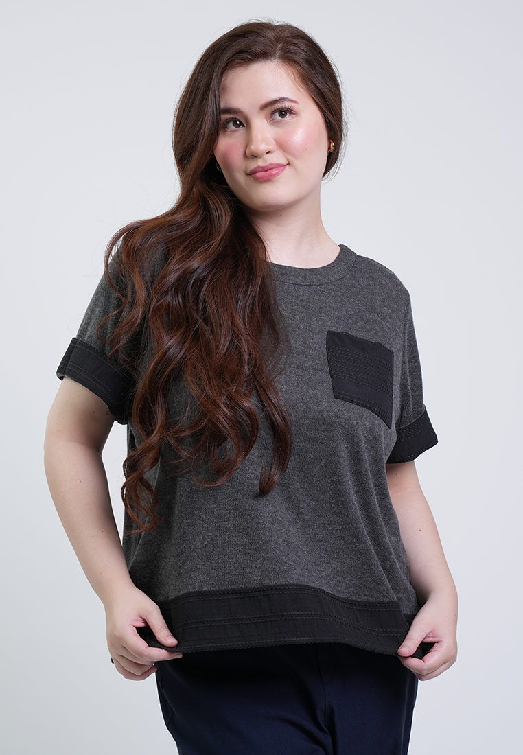 Milly Plus Size Danielle Relaxed Fit Patch Pocket Top