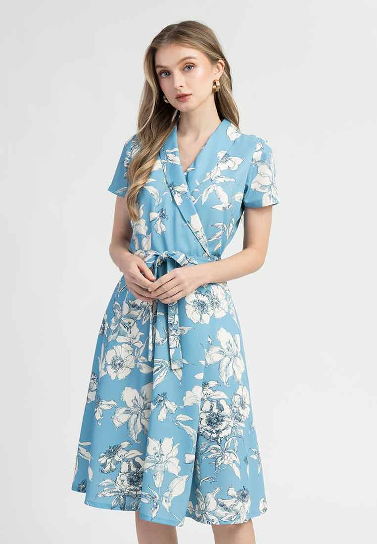 Nadia Floral Wrap A-Line Dres