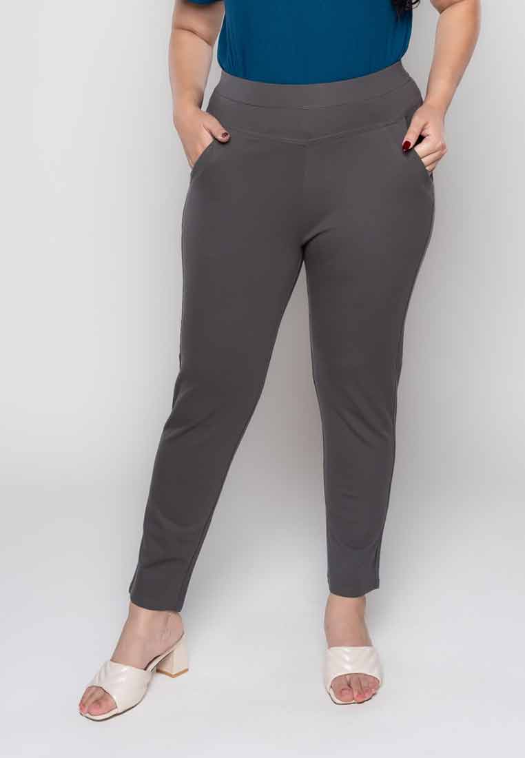 Milly Plus Size Imogene Spandex Pants with Button Detaill