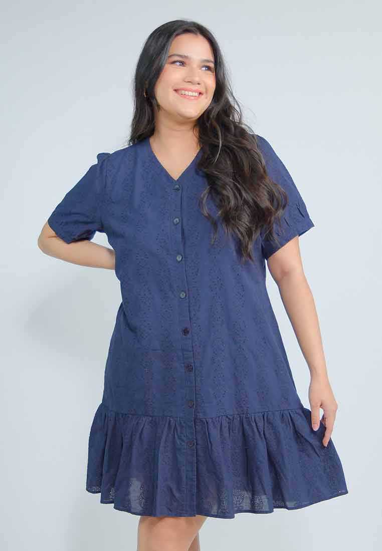Milly Plus Size Daleyza Eyelet Button-down Flounce Dress
