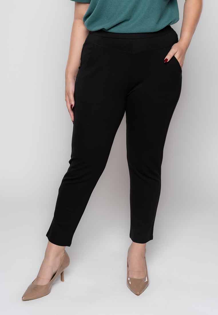 Milly Plus Size Imogene Spandex Pants with Button Detaill