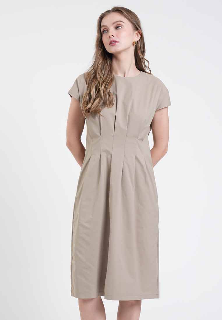 Sienna Terra Pintuck Midi Dress