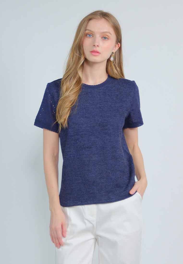 Rubie Knitted Top with Cotton Eyelet Sleeves