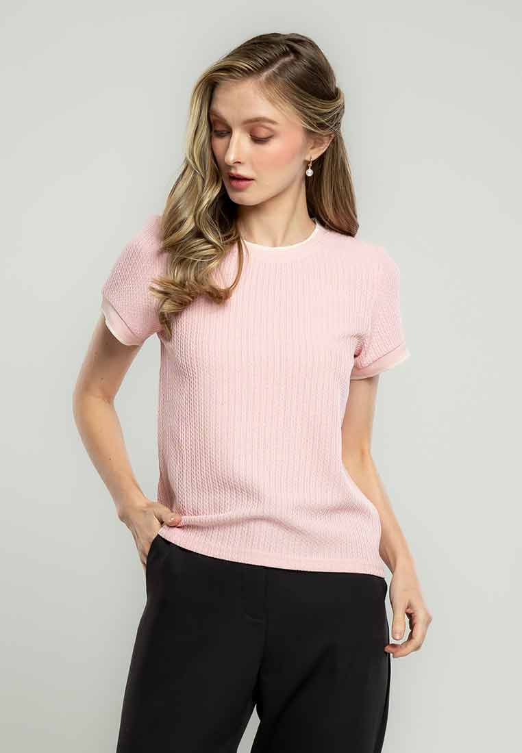 Arleth Textured Knit Top with Ribbing Detail