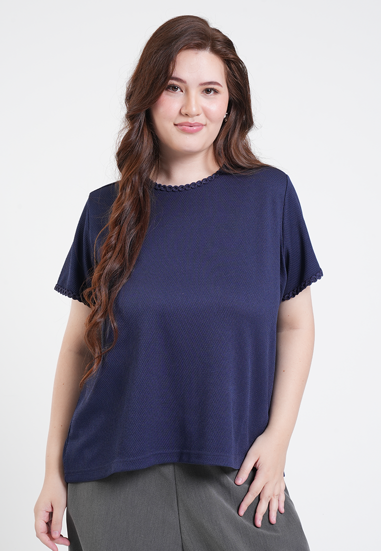 Milly Plus Size Solene Relaxed Scalloped Trim Top