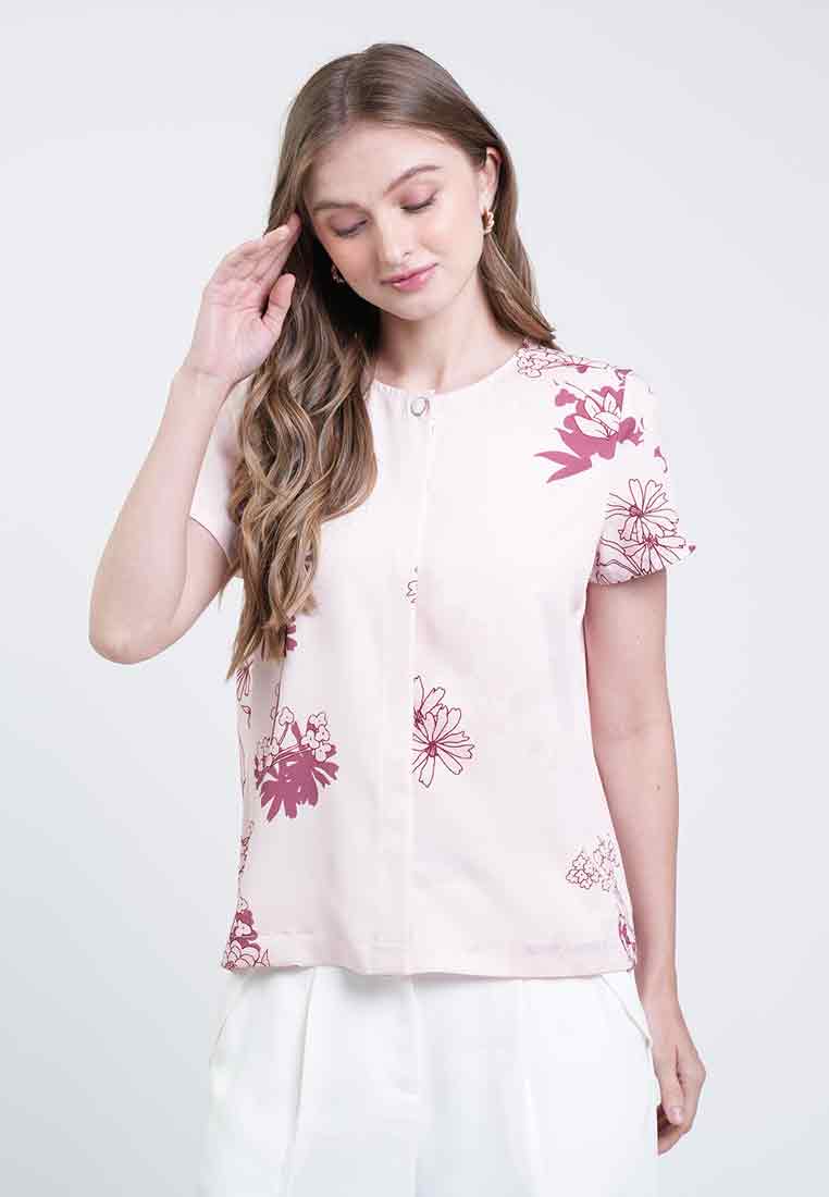 Lauren Button-Front Floral Top