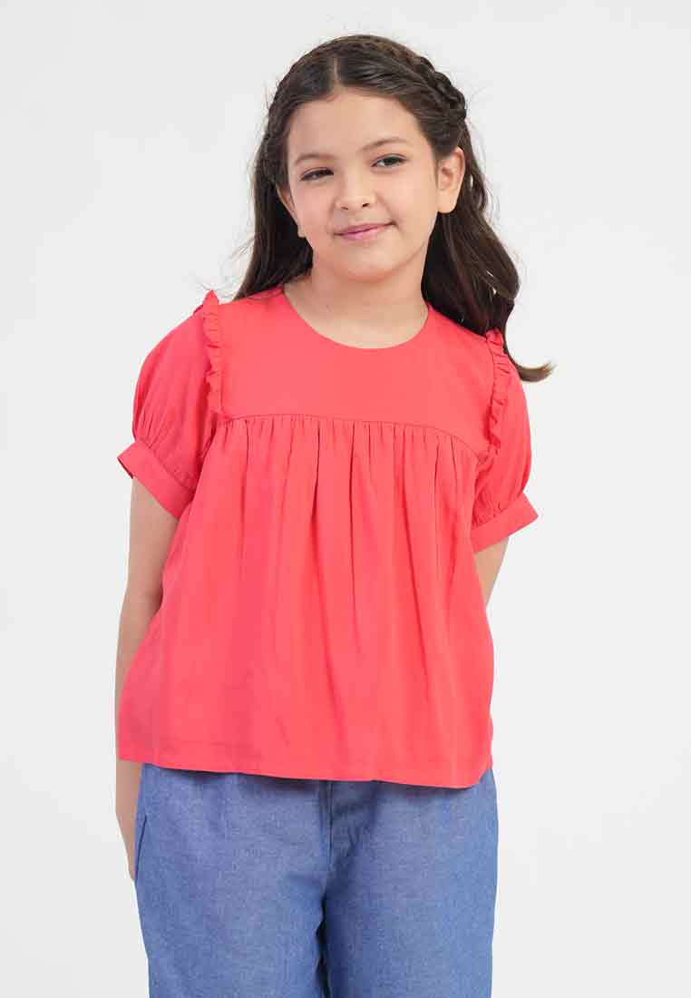 Treehouse Jade Ruffled Accent Girl’s Top