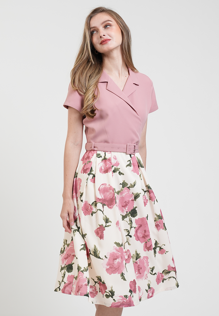 Stacey Floral Waist-Accent Dress