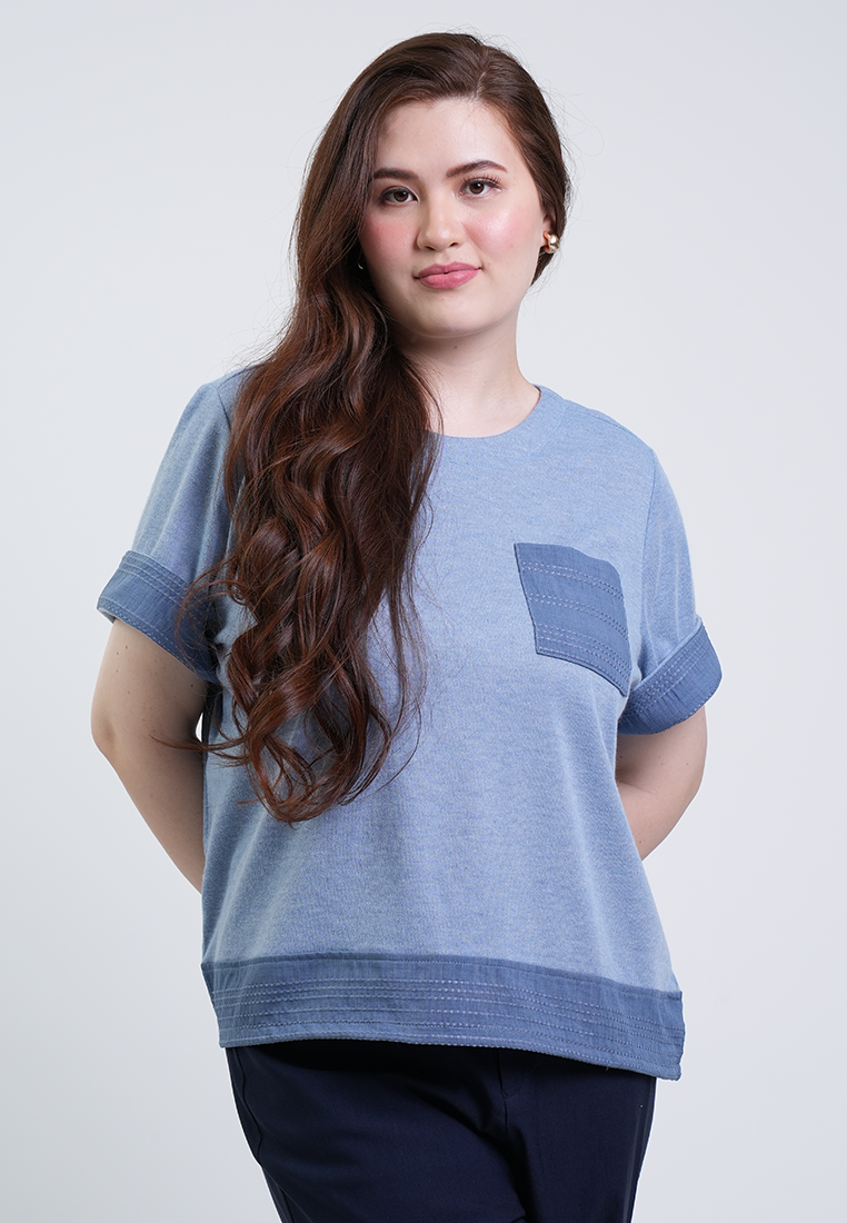 Milly Plus Size Danielle Relaxed Fit Patch Pocket Top