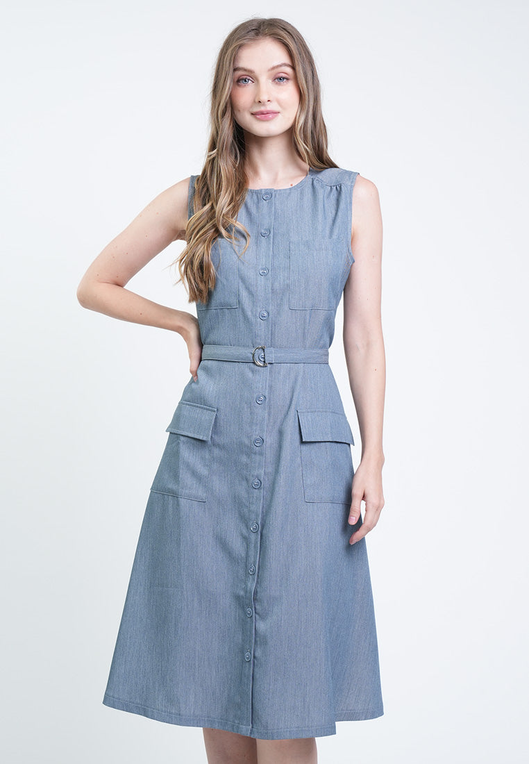 Valerie Belted Chambray Shirt Dress
