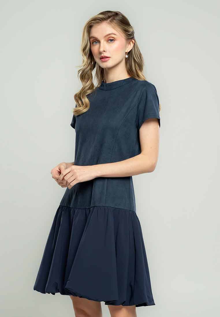 Lillie Short Sleeves A-Line Dress with Bubble Skirt