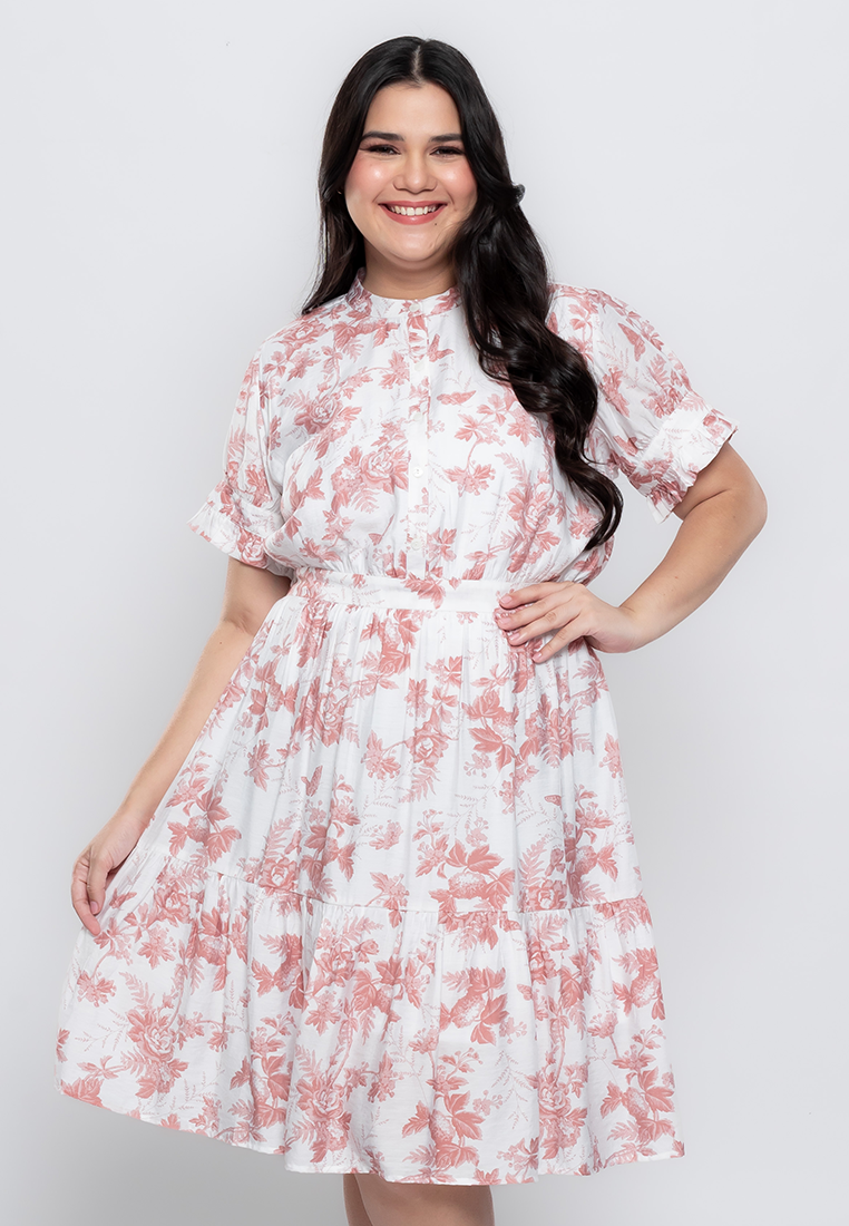 Milly Plus Size Rosselle Button-down Dress in Floral Print