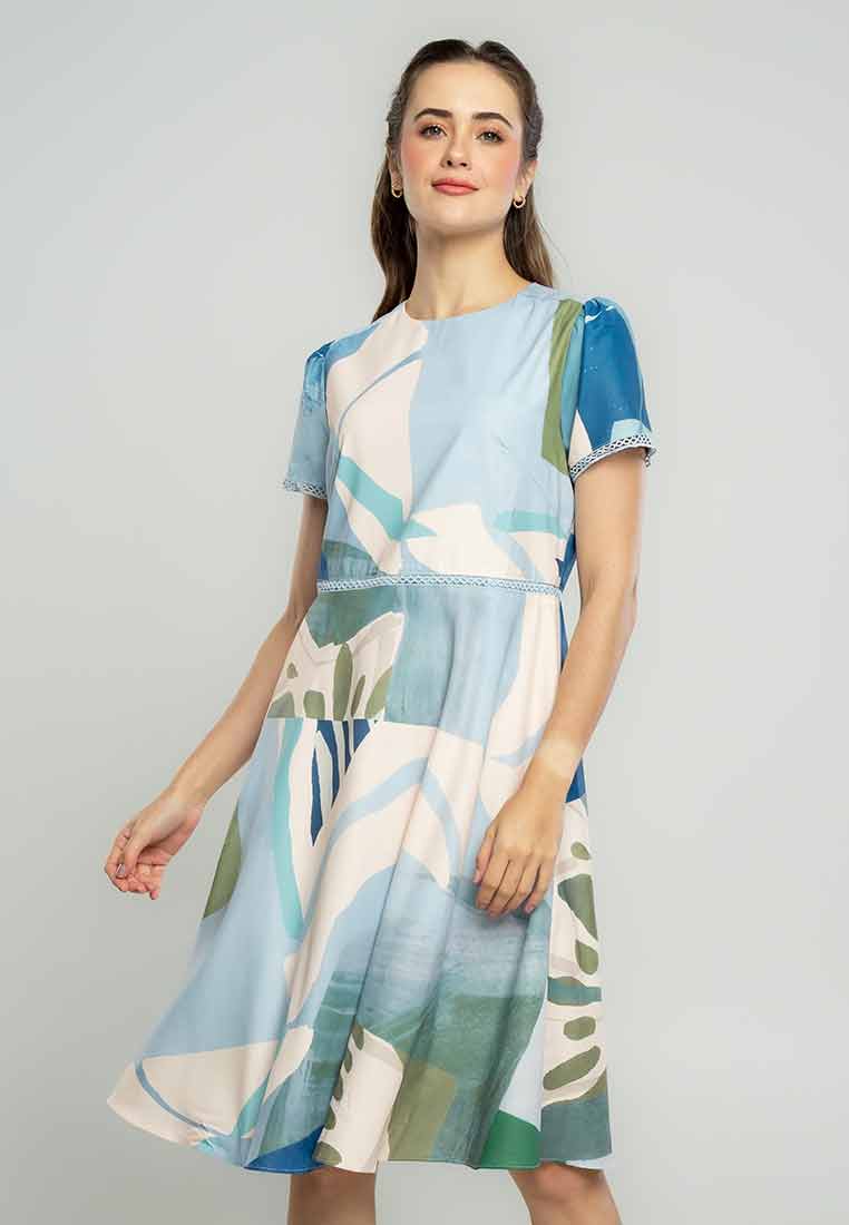 Celestine Abstract A-Line Print Dress