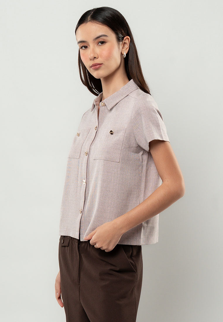 Pippa Pocketed Tweed Short-Sleeve Top