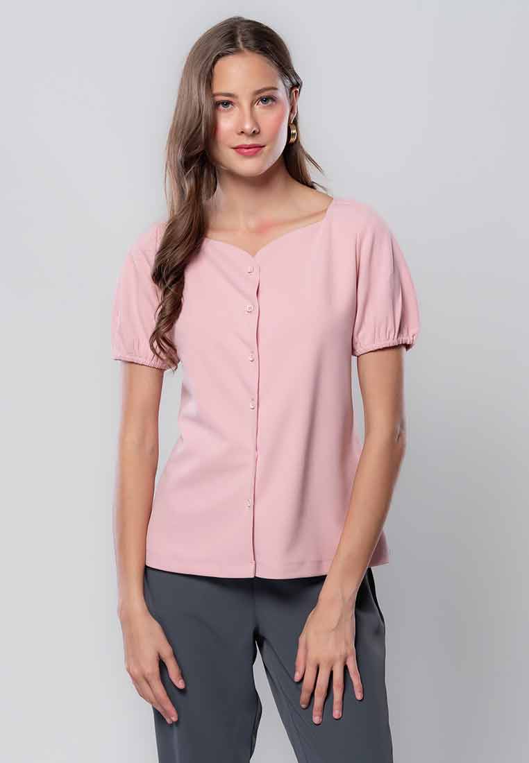 Lirienne Button-down Top with Sweetheart Neckline