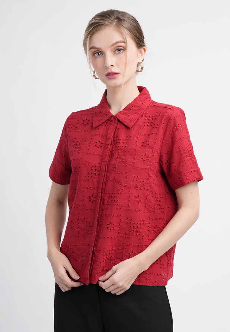 Carmen Short-Sleeved Eyelet Shirt
