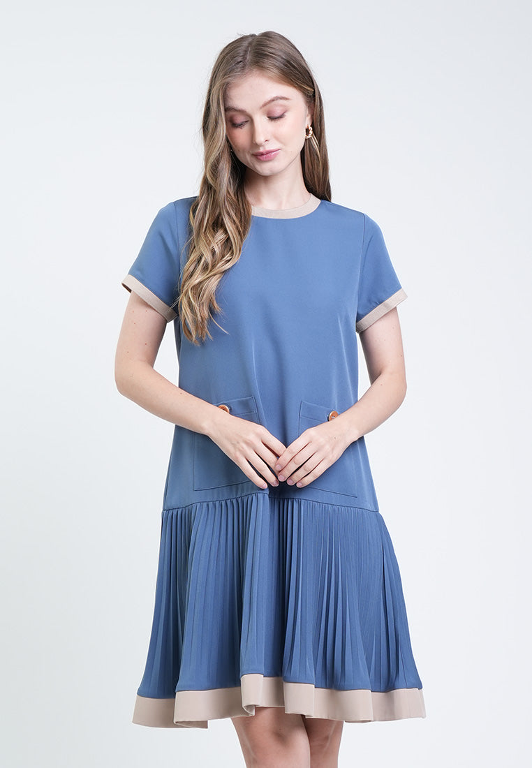 Jennie Pleated Contrast Dress
