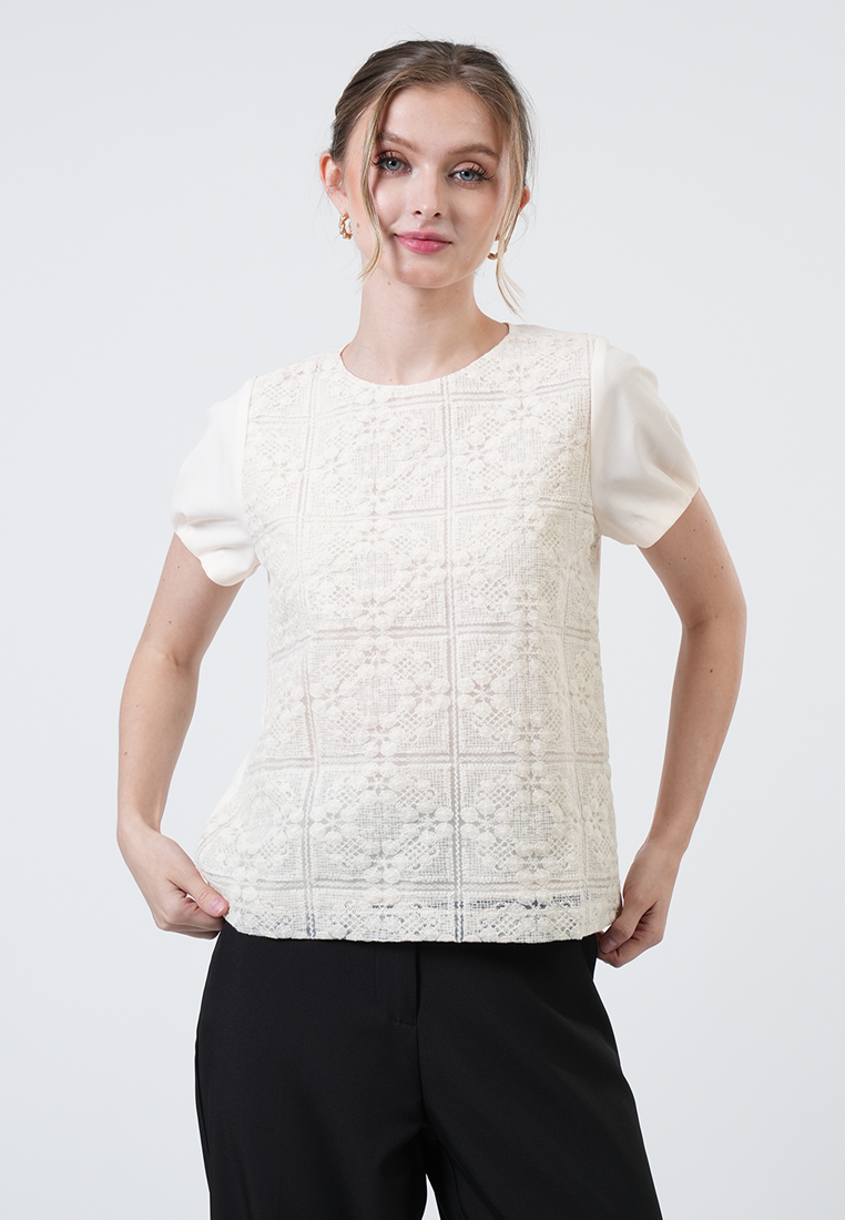 Cecilia Lace Front Short Sleeve Top