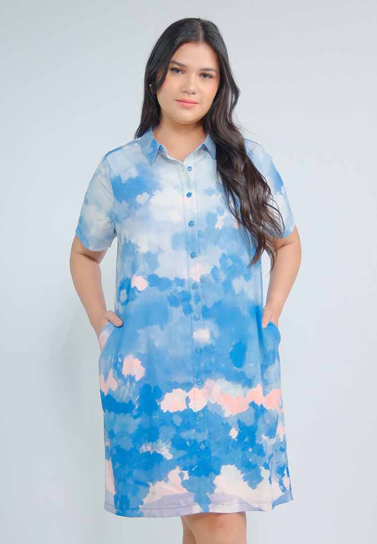 Milly Plus Size Giaana Shift Dress in Abstract Nature Print
